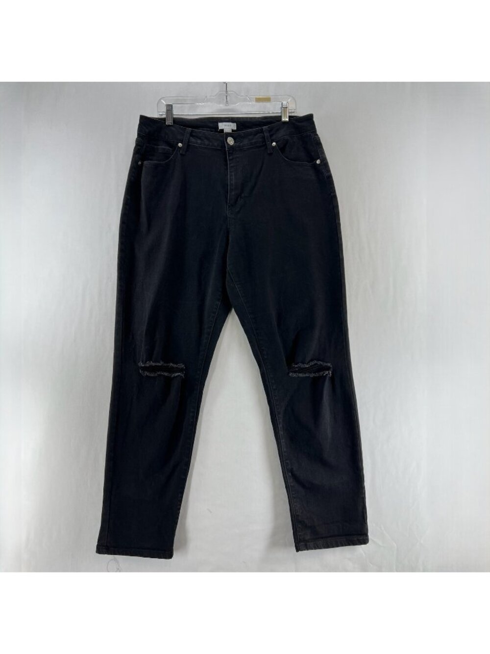 Forever 21 Ripped Knee Distressed Mom Jeans Womens 14 Straight Leg Casual Black